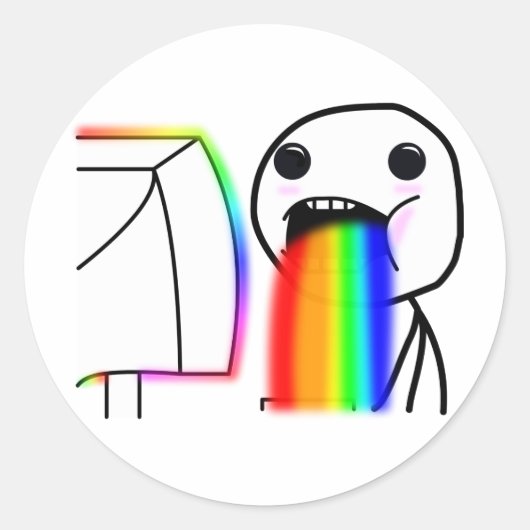 Pukes Rainbows Ronde Sticker (Voorkant)