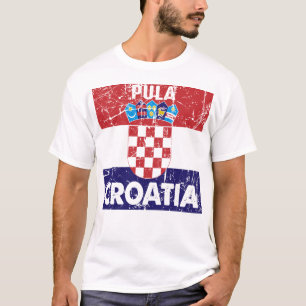 Pula Croatie Vintage Flaggen T-shirt