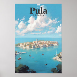 Pula Kroatië Kunst Vintage Reizen Poster