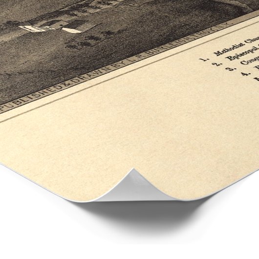 Pulaski, New York Oiseau vue 1885 Poster (Coin)