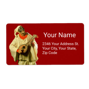 PULCINELLA EN MANDOLIN Napels Masquerade Masker, r Etiket