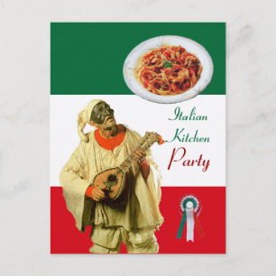 PULCINELLA ITALIAANSE KEUKEN PARTIJ Rood Groen Rec Briefkaart