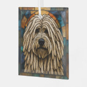 Puli Dog "Glas in lood" Glas Ornament (Voorkant links)