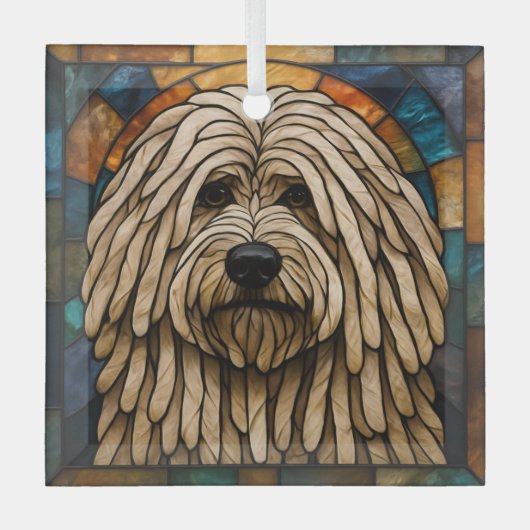 Puli Dog "Glas in lood" Glas Ornament (Voorkant)