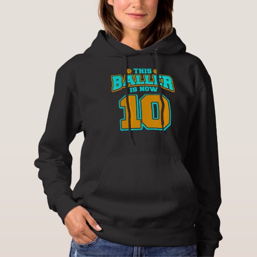 Pull À Capuche 10e anniversaire pour garçon Basketball 10 ans enf (Devant)