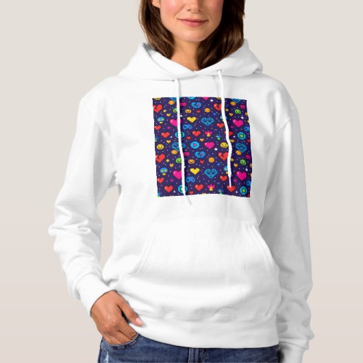 Pull À Capuche 8-Bit Pixel Gaming Aesthetic Cozy Hoodie (Devant)
