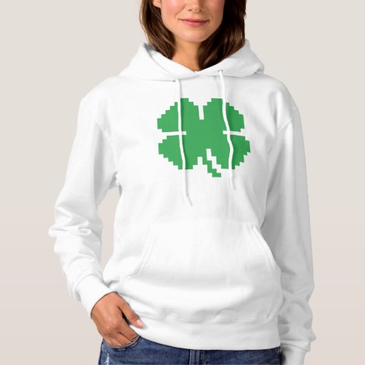 Pull À Capuche 8 bits Pixel Lucky Four Leaf Clocher (Devant)