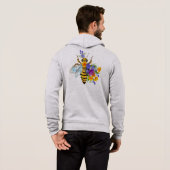 Pull À Capuche Abeille à fleurs avec plantes sauvages (Dos entier)