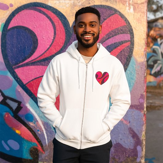 Pull À Capuche Abstrait Motif de la rotation du coeur rouge et ro