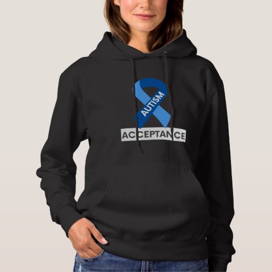 Pull À Capuche Acceptation de l'autisme Ruban bleu (Devant)