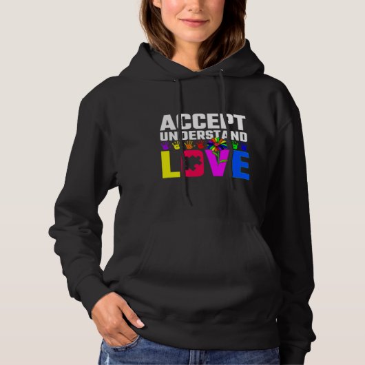 Pull À Capuche Accepter Comprendre l'amour Sensibilisation sur l' (Devant)