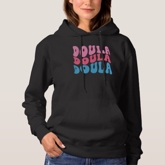 Pull À Capuche Accoucheuse étudiante doula rétro funky Accoucheus (Devant)