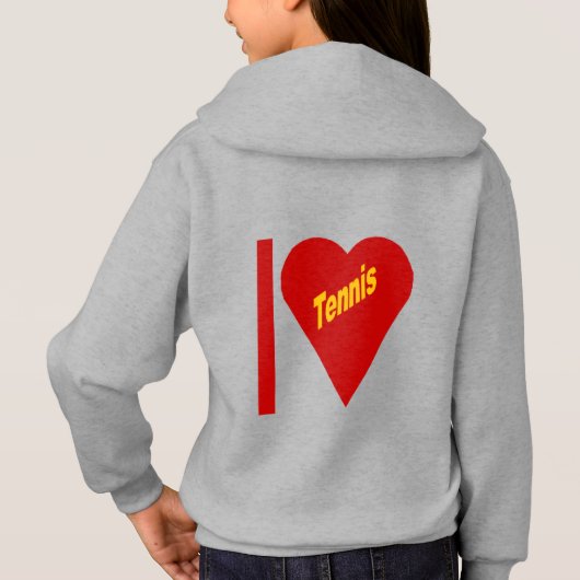 Pull à capuche acier dos filles I LOVE TENNIS (Dos)