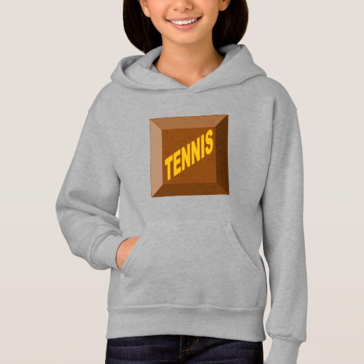 Pull à capuche acier filles CHOCOLAT TENNIS (Devant)