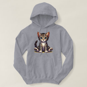 Pull À Capuche Adorable Tabby Kitten Aux Yeux Bleus