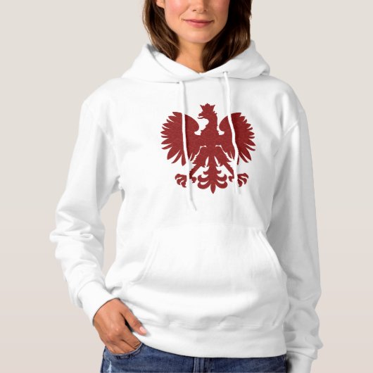 Pull À Capuche Aigle polonaise rouge Damas (Devant)