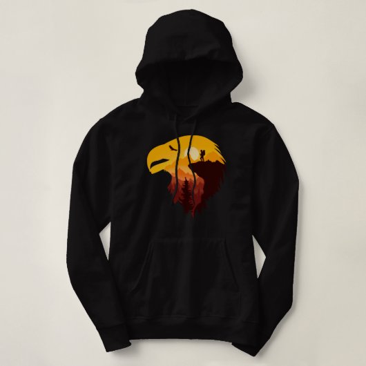 Pull À Capuche Aigles et beau paysage (Design devant)