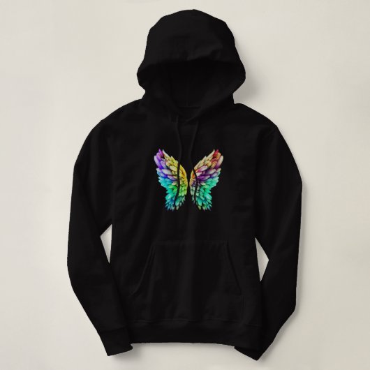 Pull À Capuche Ailes arc-en-ciel doux (Design devant)
