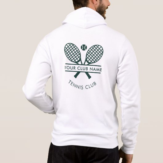 Pull À Capuche Ajouter un nom de club Tennis Team Green Logo pers (Dos)