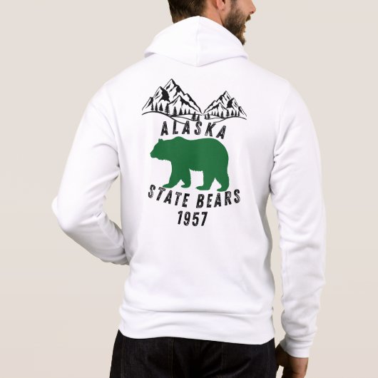 Pull À Capuche Alaska State Bears 1957 Retro White Design (Dos)