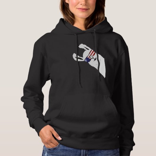 Pull À Capuche Alpaca Llama Avec Drapeau Usa Lunettes de soleil (Devant)