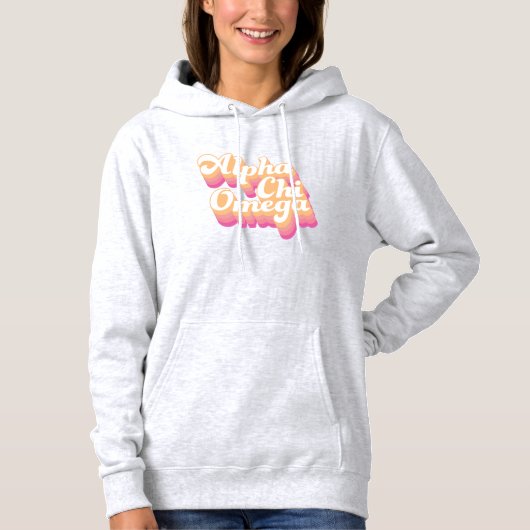 Pull À Capuche Alpha Chi Omega | Écriture Groovy (Devant)