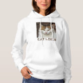 Pull À Capuche Amateur de chat personnalisé Texte blanc marron Ph (Devant)