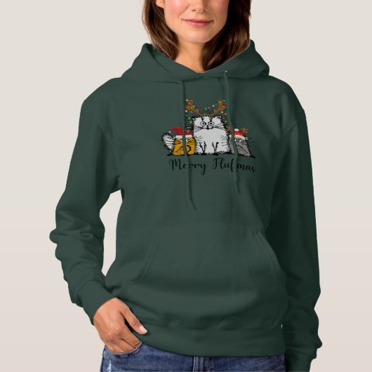 Pull À Capuche Amoureux des chats Chat Maman Chat Papa Noël Noël  (Devant)