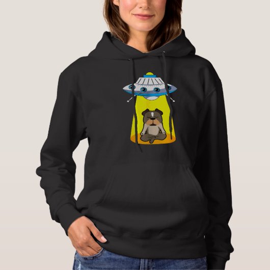 Pull À Capuche Amusant Alien Ufo Capturer Pitbull (Devant)