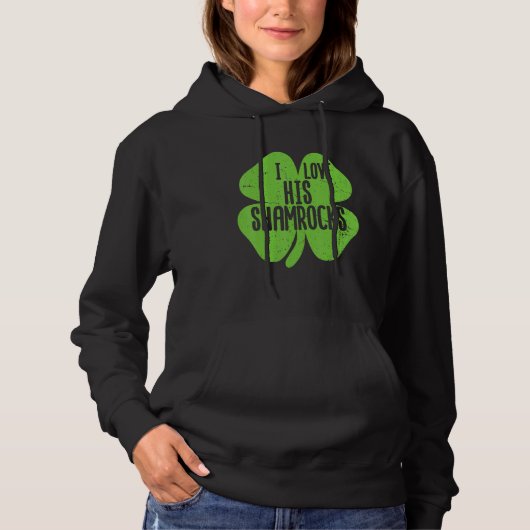 Pull À Capuche Amusant J'aime ses Shamrocks Saint Patrick's Day C (Devant)