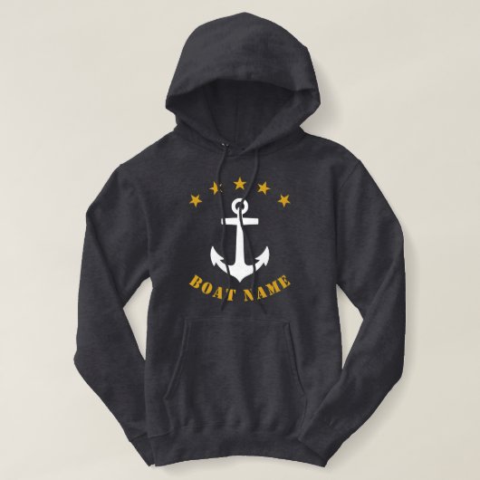 Pull À Capuche Ancre classique Gold Star Nom du bateau Grey (Design devant)