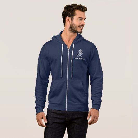 Pull À Capuche Ancre Marine Nautique Bateau bleu Capitaine (Devant entier)