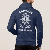 Pull À Capuche Ancre Marine Nautique Bateau bleu Capitaine (Dos)