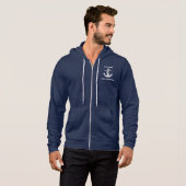 Pull À Capuche Ancre Marine Nautique Bateau bleu Capitaine (Devant entier)