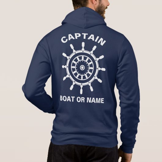 Pull À Capuche Ancre Marine Nautique Bateau bleu Capitaine (Dos)