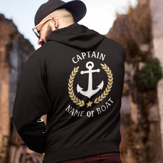 Pull À Capuche Ancre nautique Capitaine Nom du bateau Gold Laurel