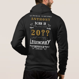 Pull À Capuche Anniversaire personnalisé Retro Vintage Monogramme