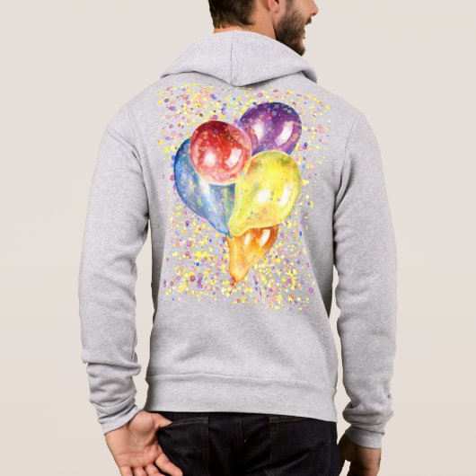 Pull À Capuche Aquarelle Confetti Peinte Balloon Personnalisable (Dos)