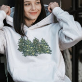 Pull À Capuche Aquarelle douce Arbre de Noël vert moderne