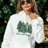 Pull À Capuche Aquarelle Joyeux Moderne Et Arbre De Noël Lumineux