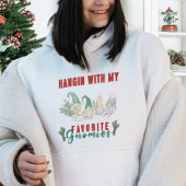 Pull À Capuche Aquarelle mignonne Rouge Vert Festive Gnomes Noël