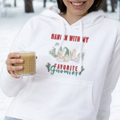 Pull À Capuche Aquarelle mignonne Rouge Vert Festive Gnomes Noël