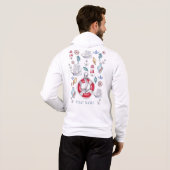 Pull À Capuche Aquarelle Nom du bateau nautique (Dos entier)