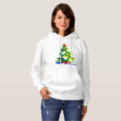 Pull À Capuche Aquarelle sapin de Noël avec neige (Devant entier)