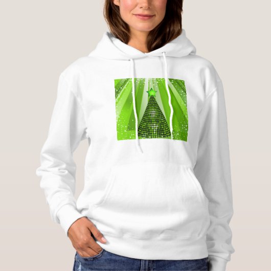 Pull À Capuche Arbre de Noël vert moderne avec étoile (Devant)