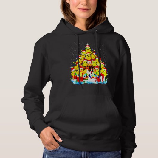 Pull À Capuche Arbre feux poulets Noël (Devant)