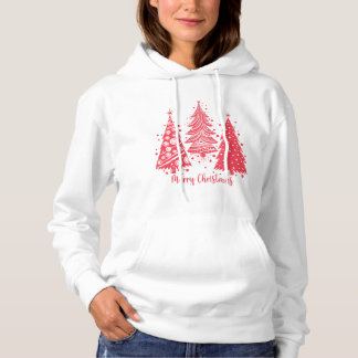 Pull À Capuche Arbres de Noël roses