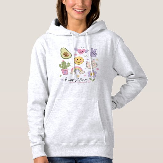 Pull À Capuche Arc-en-ciel de smiley mignon (Devant)
