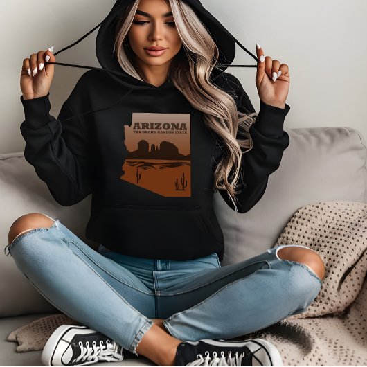 Pull À Capuche Arizona carte Grand Canyon paysage