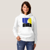 Pull À Capuche Art Abstrait bleu jaune (Devant entier)